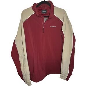 NEW Manors Golf Men's Track Jacket Burgundy Tan Quarter Zip Size XXL
